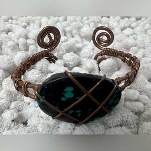 Handmade Copper and Jade Bracelet